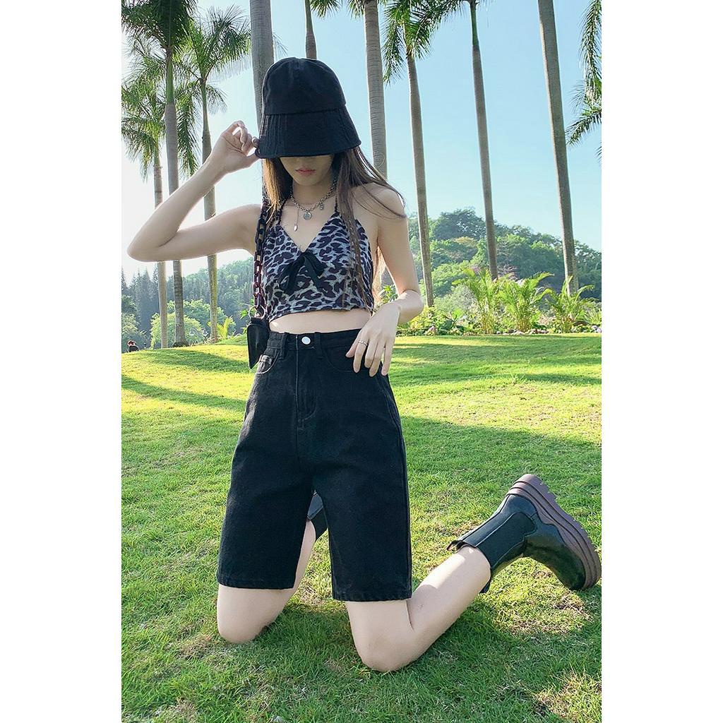 「 WELOVE1 」Quần Short Denim Lưng Cao Dáng Rộng Nhiều Màu Thời Trang Mùa Hè Cho Nữ