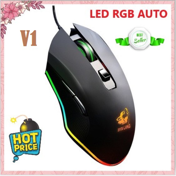 Chuột Máy Tính Có Dây Free Wolf V1 - Chuột Chơi Game Cao Cấp có LED RGB - Tự Động Đổi Màu Hiện Đại