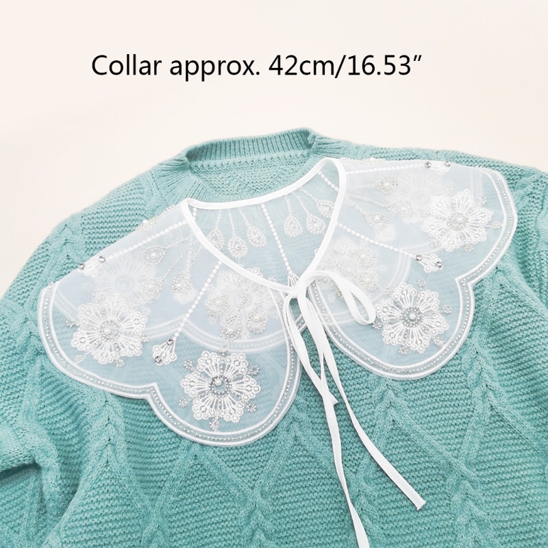 Khăn Choàng Cổ Đính Hạt Ngọc Trai Nhân Tạo Thêu Hoa Xinh Xắn Thời Trang Cho Nữ