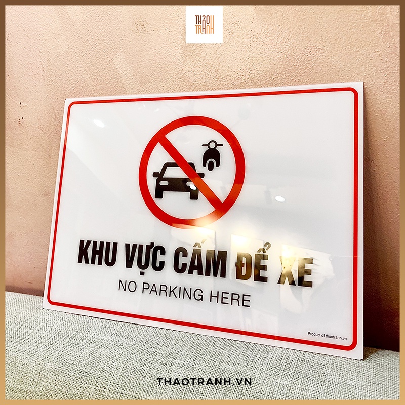 Biển Cấm Để Xe, Không Đậu Xe 21x29cm - No Parking Here - Tem Cảnh Báo - Decal Cảnh Báo - Sticker Trang Trí