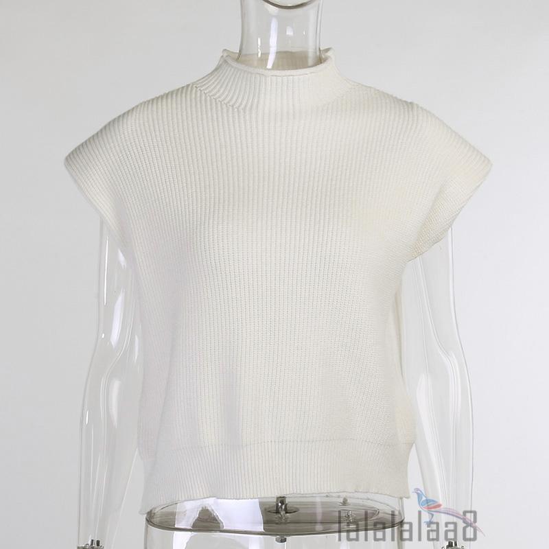 Áo nữ tay ngắn cổ cao màu trơn thời trang thanh lịch