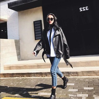 Áo da nữ oversize Hàn Quốc style biker [có ảnh thật]