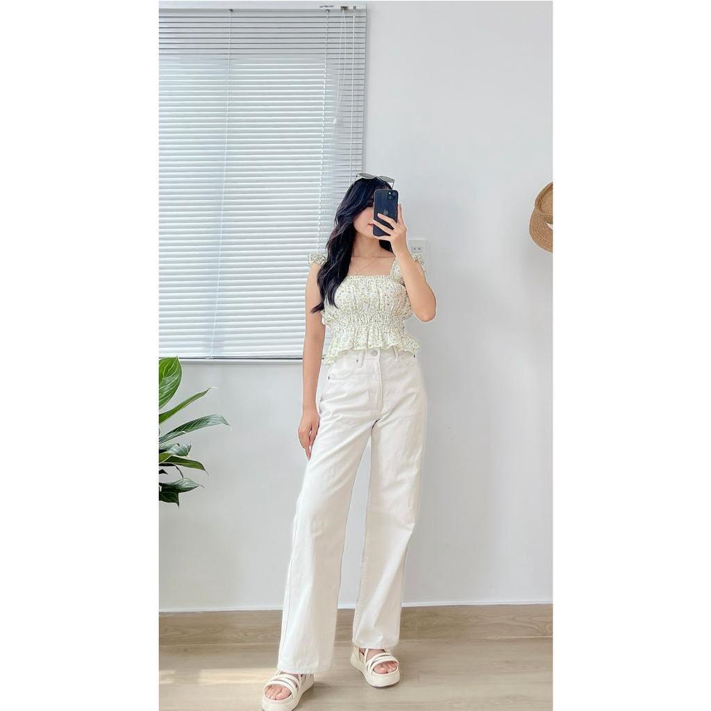 Áo Croptop 2 Dây Tay Cánh Tiên Hoa Nhí Vàng A02