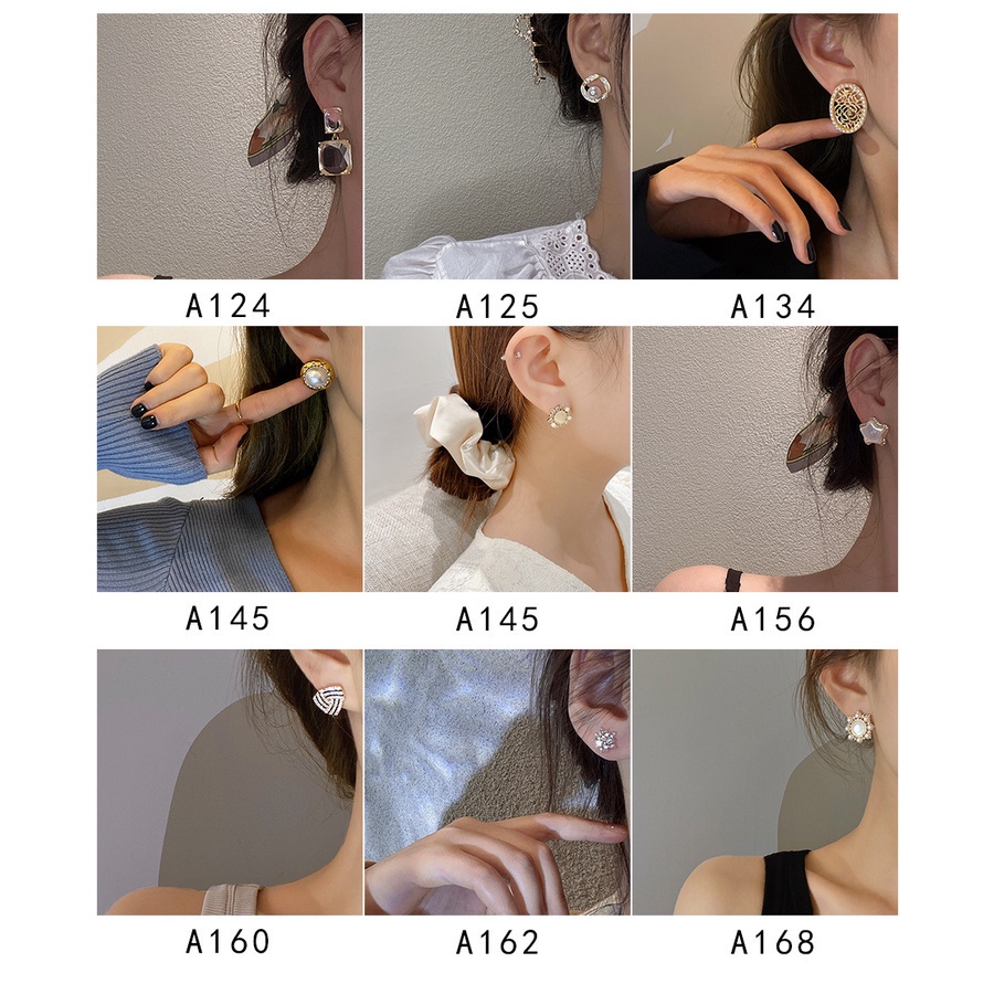 Bông tai mạ bạc 925 đính ngọc trai nhân tạo phong cách retro Hàn Quốc cho nữ