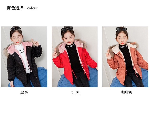 Áo Parka lót lông bé gáisẵn hàng giao ngay