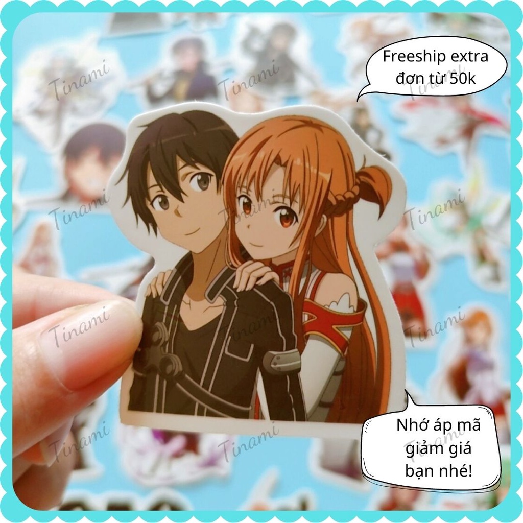 50 Sticker Sword Art Online Kirito Asuna hình dán anime manga chống nước trang trí laptop sổ tay quà tặng sưu tầm