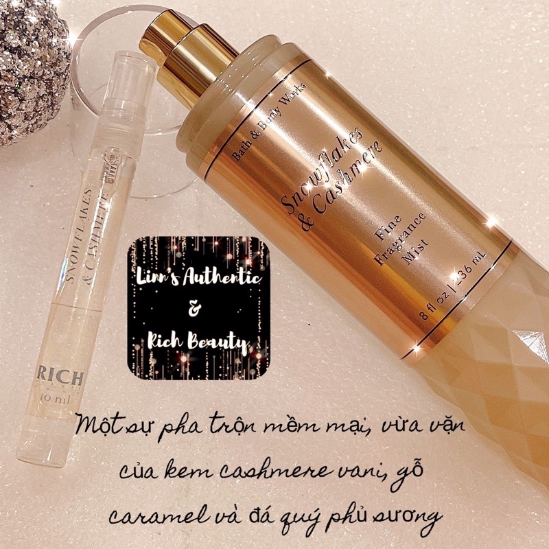 SNOWFLAKES &amp; CASHMERE - Xịt Thơm Toàn Thân Body Mist Bath &amp; Body Works Usa