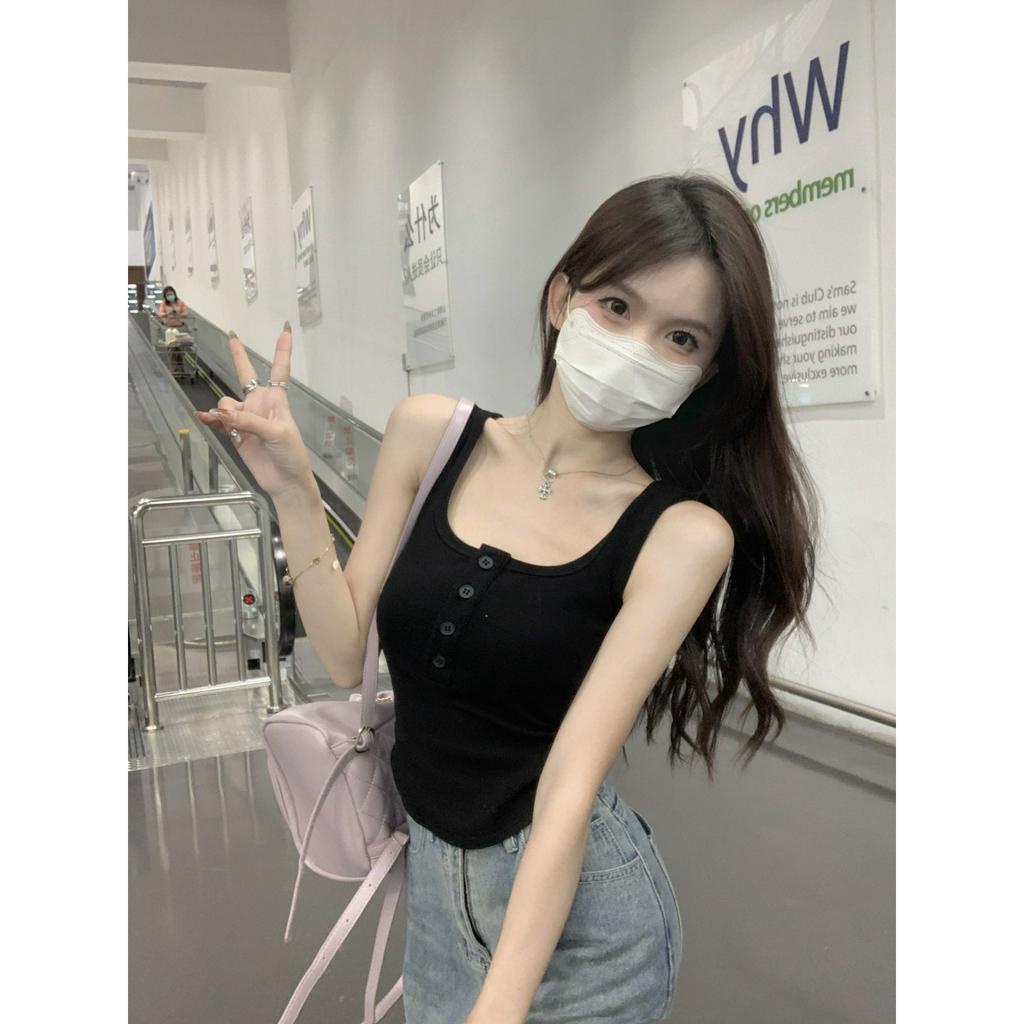 Áo Hai Dây Dáng Dài Ôm Sát Viền Cong Phong Cách Âu Mỹ Cho Nữ