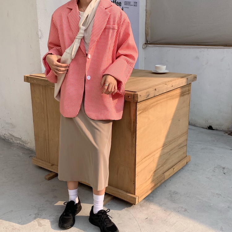 Set Áo Khoác Blazer + Chân Váy Chữ A Kẻ Sọc Ca Rô Thời Trang 40839 | BigBuy360 - bigbuy360.vn