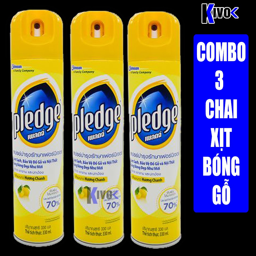 COMBO 3 Bình Xịt Làm Bóng Đồ Gỗ PLEDGE 330ml CHÍNH HIỆU - Chai Sơn Xịt Đánh Bóng Gỗ CAO CẤP