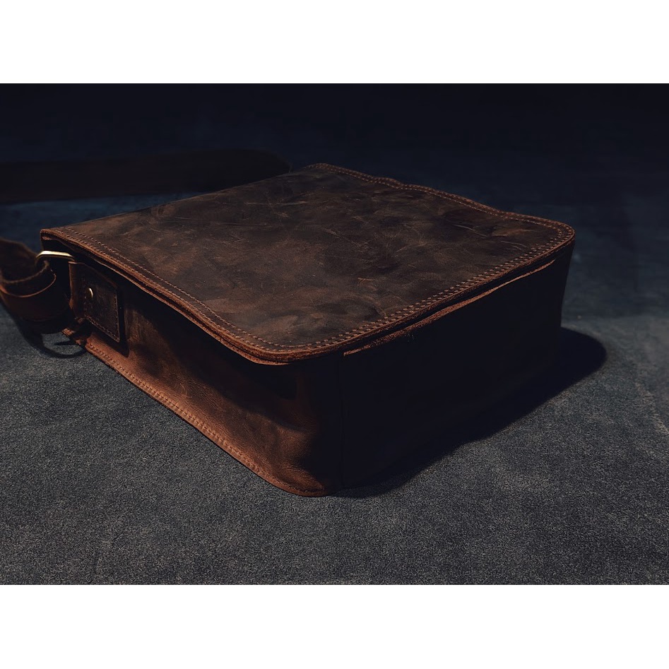 Túi Đeo Chéo Basic Da Bò Sáp Kiểu Trơn Đơn Giản Dễ Phối Đồ