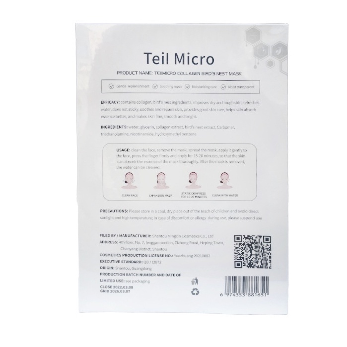 Hộp 8 miếng mặt nạ yến tươi Collagel Teil Micro trắng da và chống lão hóa chính hãng