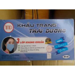 Khẩu trang thái dương 3 lớp màu xanh