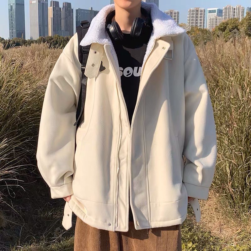 Áo khoác dạ oversize dáng rộng lót lông cừu dày siêu ấm unisex Ulzzang siêu HOT✅