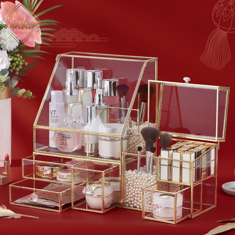 Kệ đựng mỹ phẩm, khay đựng mỹ phẩm, hộp đựng son trong suốt, để bàn - PB31 | BigBuy360 - bigbuy360.vn