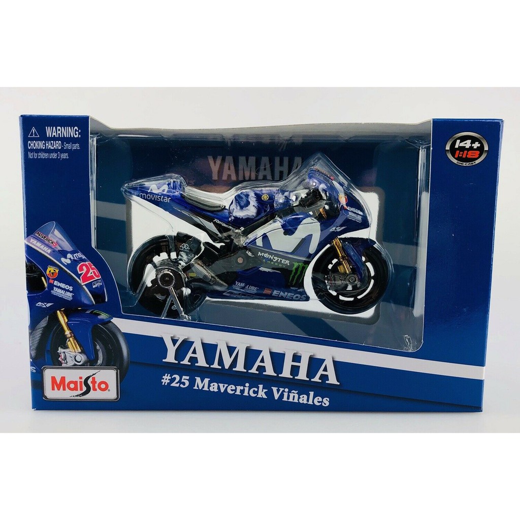 XE MÔ HÌNH - MOTO GP YAMAHA FACTORY RACING 2018 NO.25 - MAISTO tỷ lệ 1:18