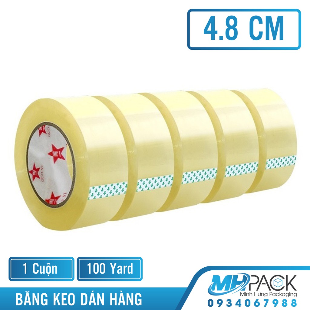 Băng keo khổ 4.8cm dài 100 yard băng dính dán thùng lõi mỏng