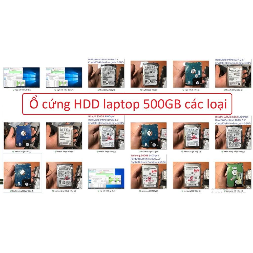 ổ cứng hdd laptop 500GB seagate samsung hitachi HGST toshiba wd blue black 5400 7200 RPM sata 1 2 3 6 GB/s 7 9mm all