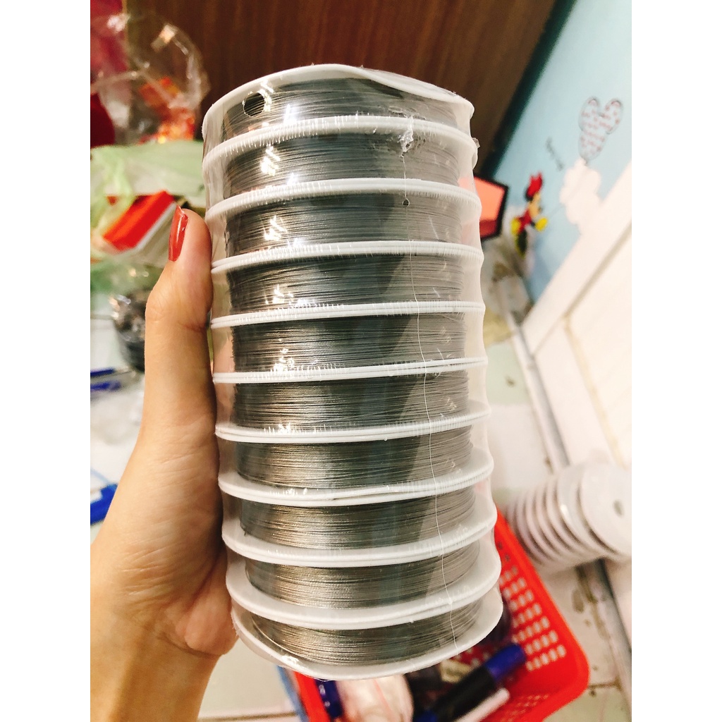 Cuộn Dây Kẽm Làm Mồi Để Xỏ Chuỗi 0,35mm dài khoảng 50 mét