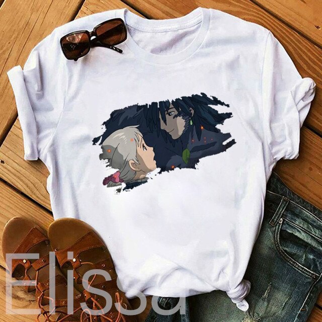 Áo thun Howl's Moving Castle hot Studio Ghibli Femme Japanese Cartoon Anime Women Tshirt giá rẻ