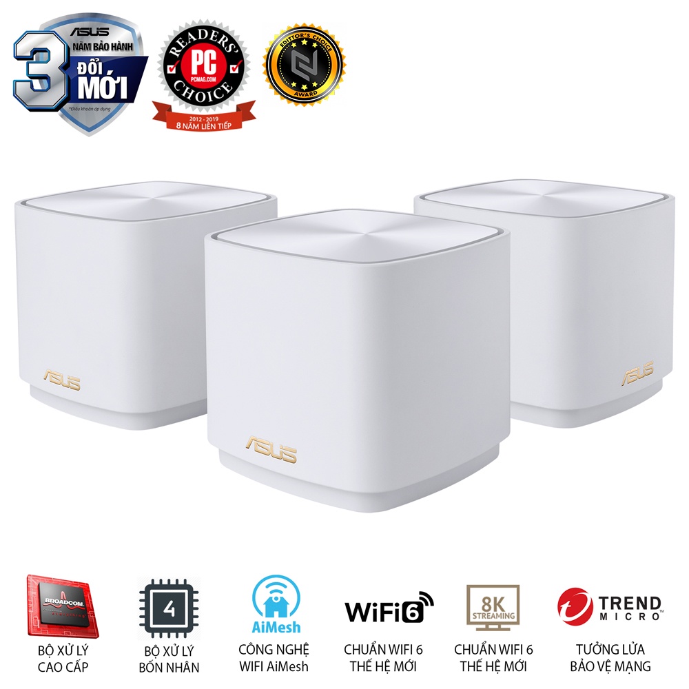 Hệ thống MESH WIFI 6 ASUS XD4 Mini ZenWiFi AX1800 Băng Tần Kép Hàng Chính Hãng