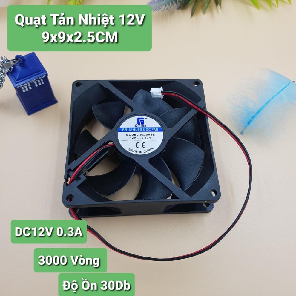 Quạt Tản Nhiệt 12V 9x9x2.5CM Vuông QG9025-12VQuạt 9CM Hút Mùi Thổi Nhiệt Máy Tính