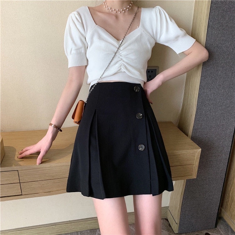 Chân váy chữ A vạt cách điệu có 3 cúc - kèm ảnh thật- M865 | BigBuy360 - bigbuy360.vn