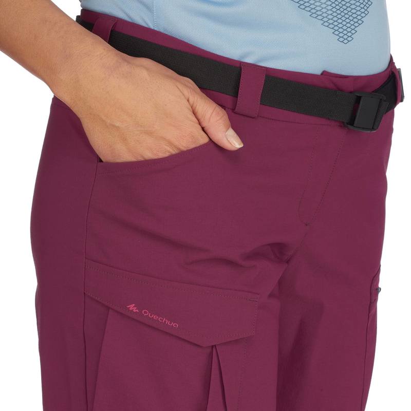 Quần short trekking leo núi Decathlon Forclaz 100 cho nữ - Bordeaux