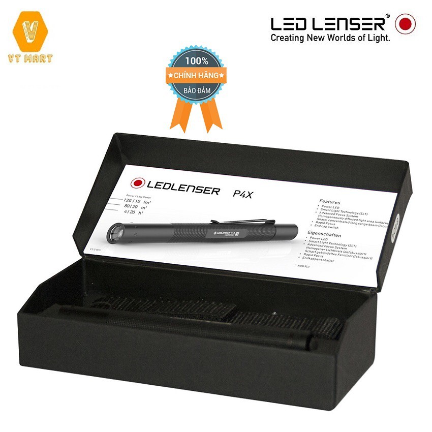 [ SIÊU SÁNG] Đèn Pin Cầm Tay Cao Cấp LedLenser P4X  hệ thống phản xạ ánh sáng chỉ là thấu kính,hoặc gương phản xạ.