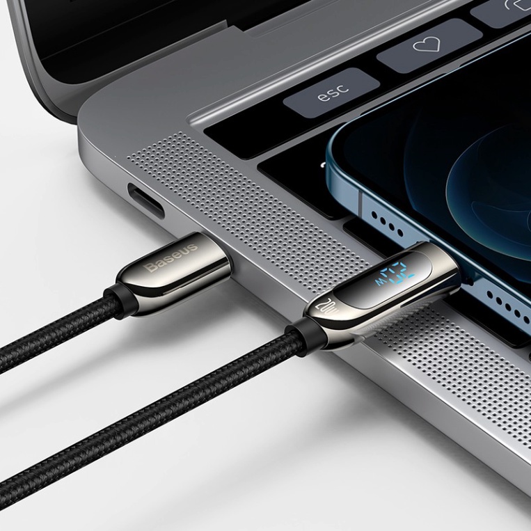 Cáp USB C Baseus sạc nhanh màn hình kỹ thuật số 20W PD iPhone 12 11 Pro Max XR