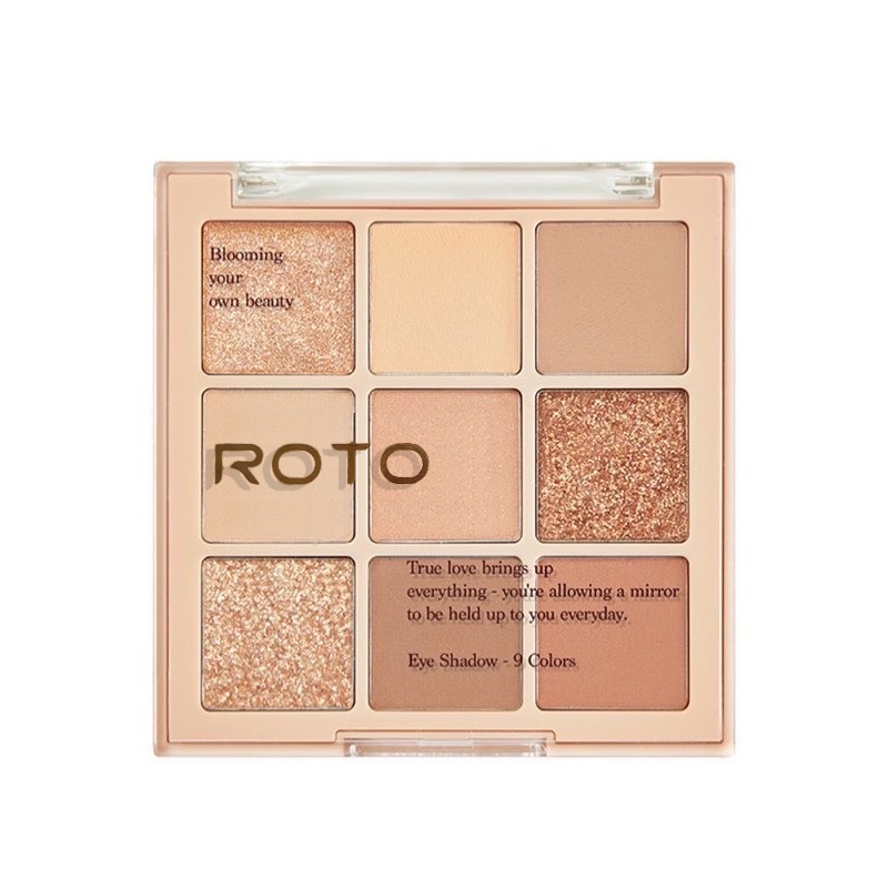 Trang Điểm Bảng Phấn Mắt Chín Màu ROTO Trang Điểm Hàng Ngày Màu Nude Ngọc Trai Mờ Màu Mắt Đất