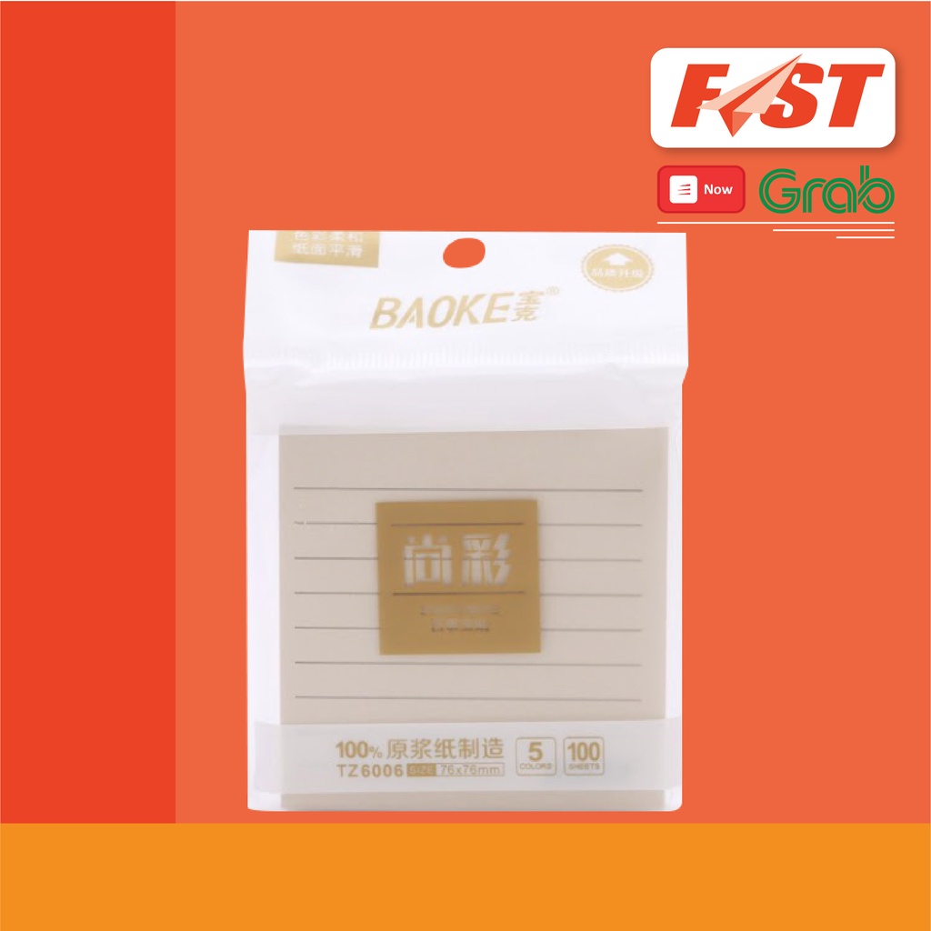 Sticky Note Màu Pastel Có Dòng Kẻ - 100 tờ Baoke