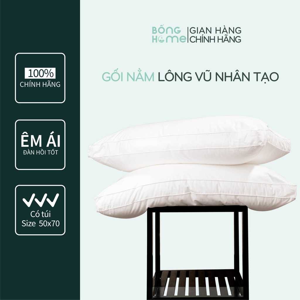 Gối Nằm Lông Vũ Nhân Tạo - Bống Home - Chăn Ga Gối Nệm