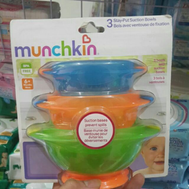 Bộ 3 bát ăn chống đổ. MUNCHKIN.