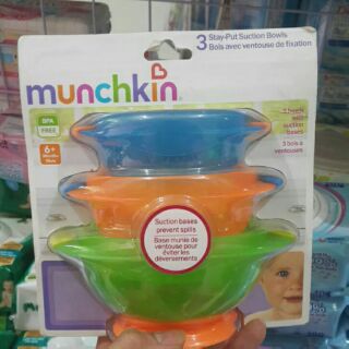 Bộ 3 bát ăn chống đổ. munchkin.
