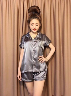 Set bộ ngủ phi lụa viền