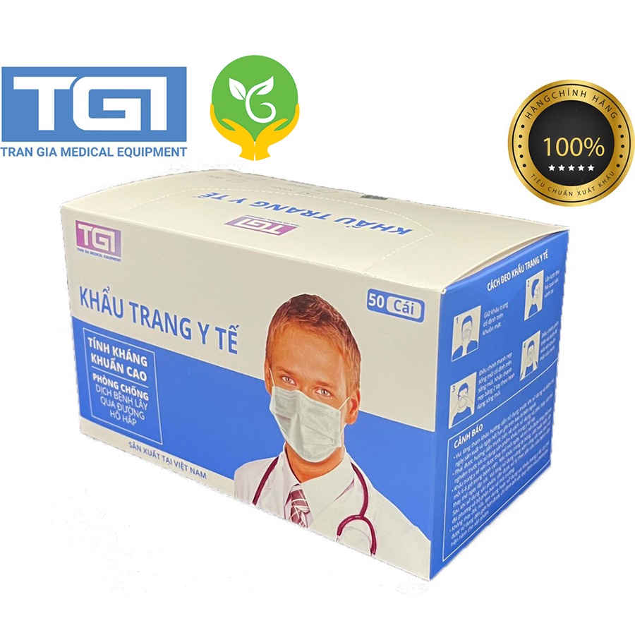 Hộp 50 cái KHẨU TRANG Y TẾ TGI 4 LỚP - CHÍNH HÃNG CÔNG TY TRẦN GIA
