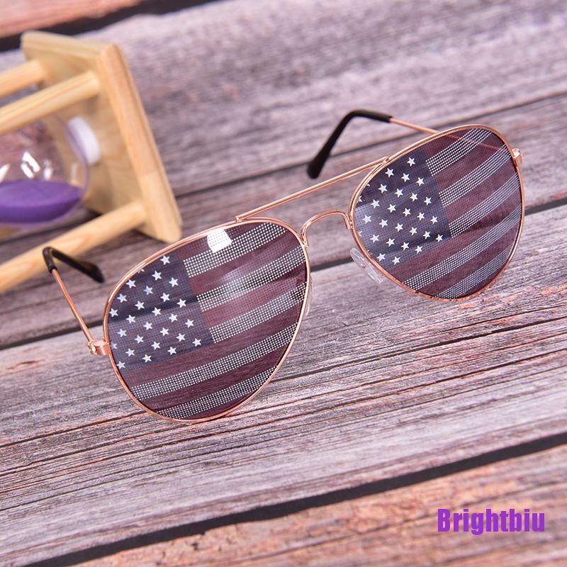 Brightbiu New Patriotic Sunglasses American Flag USA Lens Star Stripe Pilot Shades Patriot