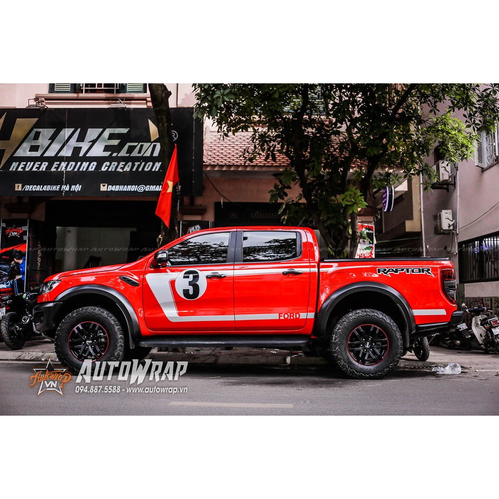 Tem họa tiết xe Raptor Number 3 - Tem họa tiết xe Ford, tem dán sườn, dán thùng xe thể thao