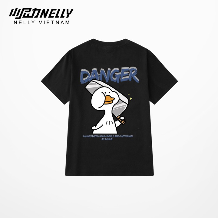 Áo thun tay lỡ NELLY cotton 4 chiều dáng unisex in hình danger duck