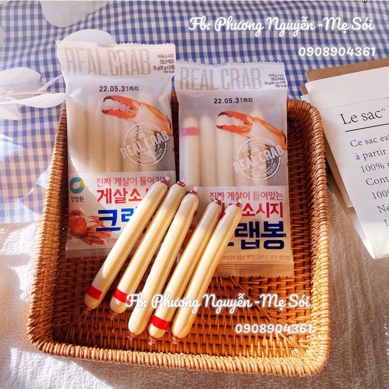 Bay Air ] 🦀 Xúc xích thịt cua Chungjungone🦀 Hàn Quốc Cho bé 12M Sói Cá Hý