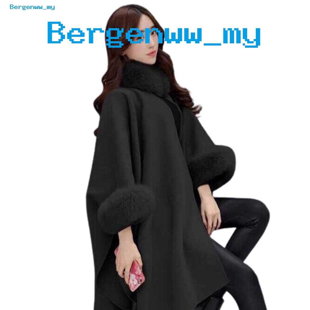 <Bergenw_my>Áo khoác lông nhân tạo dáng rộng dài vừa màu trơn phong cách Hàn Quốc mặc hằng ngày
 | BigBuy360 - bigbuy360.vn