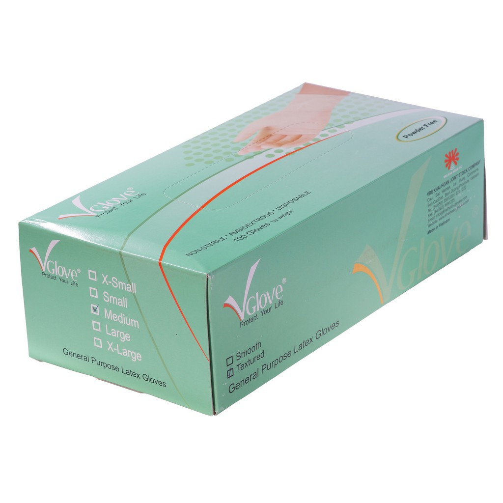 Găng tay không bột Vglove bao tay dùng trong chế biến thực phẩm, nấu ăn, thẩm mỹ, spa
