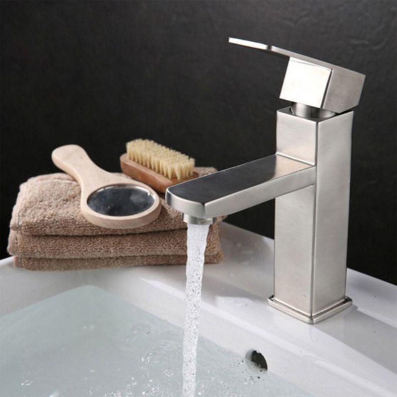 Vòi nước lavabo nóng lạnh inox 304 -thân vuông