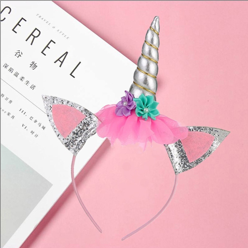 Băng Đô Tai Mèo Đính Sừng Kỳ Lân Đáng Yêu