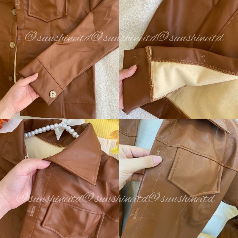 ÁO KHOÁC DA CROPTOP MÀU ĐEN NÂU NỮ JACKET FORM CHUẨN