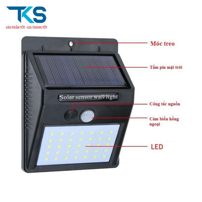 Đèn năng lượng mặt trời Solar 20 LED siêu sáng 3 chế độ sáng thông minh tiết kiệm điện năng