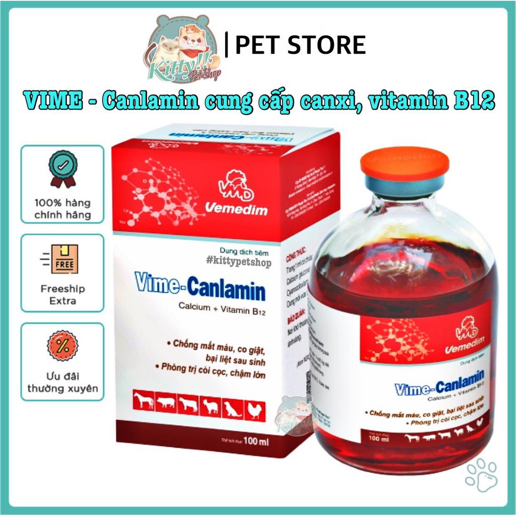 SALE DATE 23/9 Vime - Canlamin cung cấp canxi, vitamin b12 hàm lượng cao cho vật nuôi, thú cưng