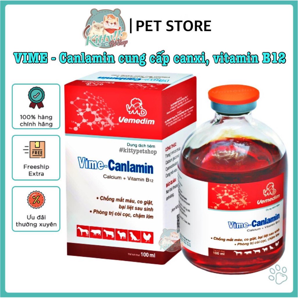 Vime - Canlamin cung cấp canxi, vitamin b12 hàm lượng cao cho vật nuôi, thú cưng