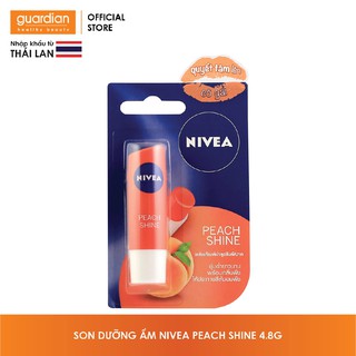 Bộ 3 Son dưỡng ẩm Nivea sắc cam hương đào Peach Shine (4.8g)